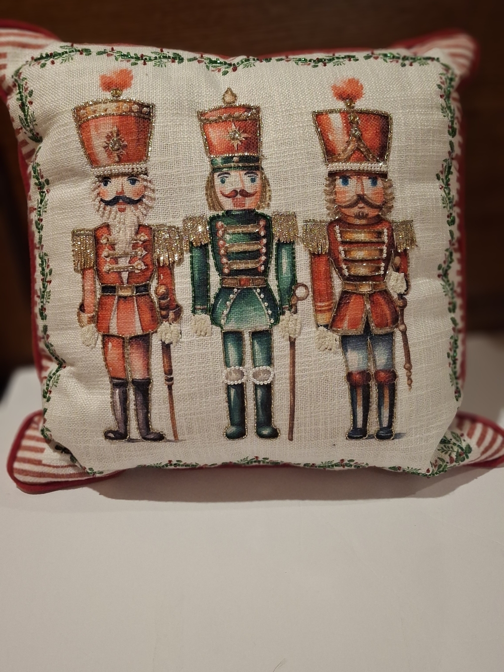 Holiday Nutcracker Decorative Pillow - Red & Green